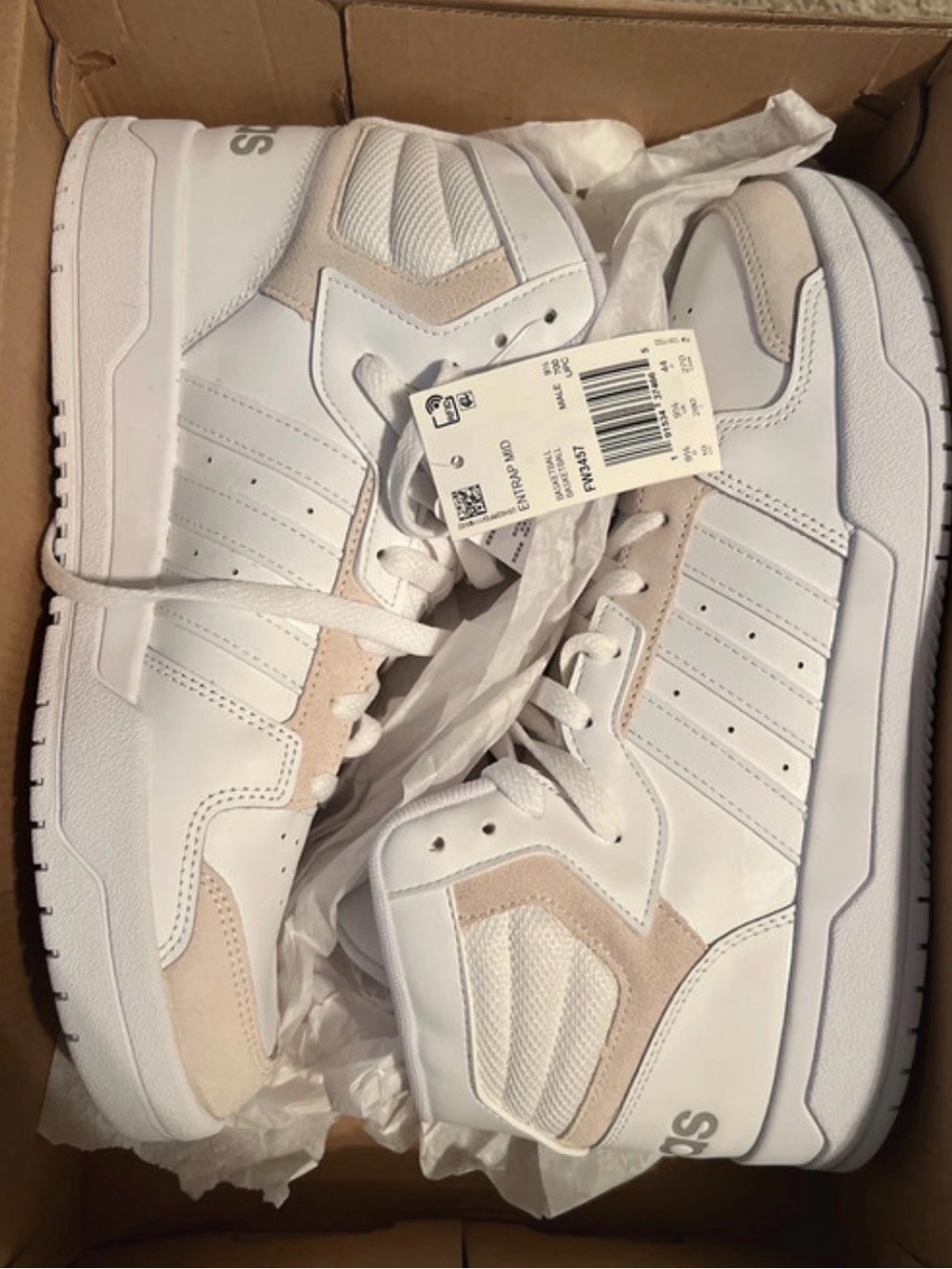 adidas entrap mid White High-Top Sneakers with Cream Accents FW3457